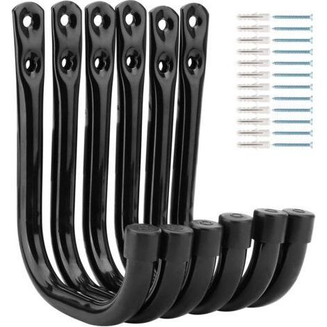 Lot de 6 crochets de rangement robustes pour garage,11.5cm, crochets utilitaires pour outils de jardin, crochets de fixation pour montage mural, capacité de charge de 30 kg (1/5)