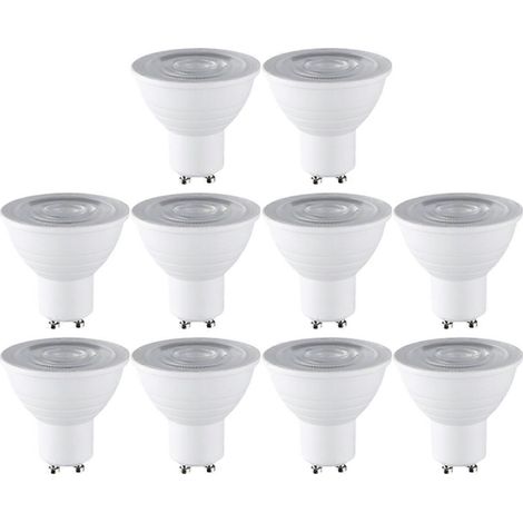 Lot de 10 spots encastrés de plafond 7W, culot GU10, LED basse consommation, éclairage intérieur 4000K, lumière neutre (1/5)