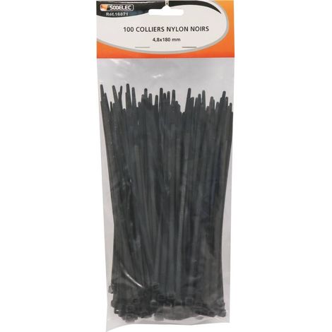 Collier nylon 4,8x200mm noir - lot de 100 pcs SODELEC - 16871