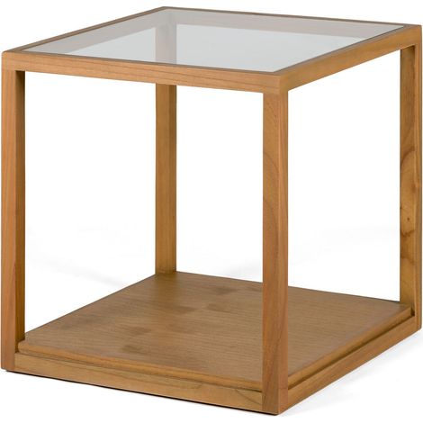 Beistelltisch 60x60x60 Glas/Naturholz (1/3)