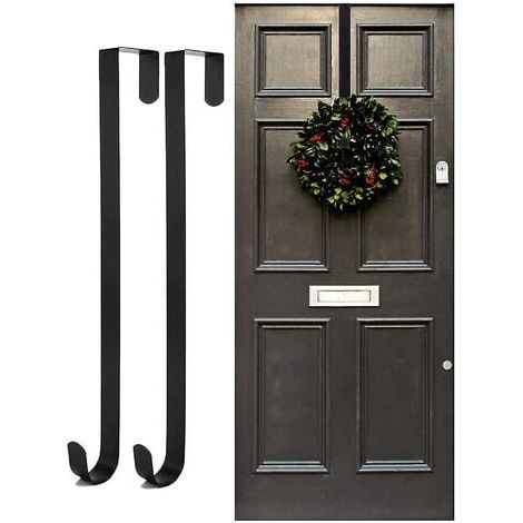 Gancho para puerta de Navidad, 2 soportes metálicos para coronas, gancho para puerta de entrada, soporte para corona navideña. (1/4)