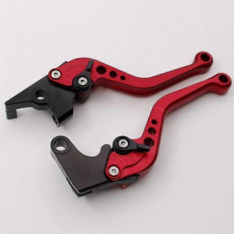 Modification du guidon télescopique pliable en alliage pour moto vintage Tenere 700, levier de frein, poignée d'embrayage et klaxon (rouge 1) (1/5)