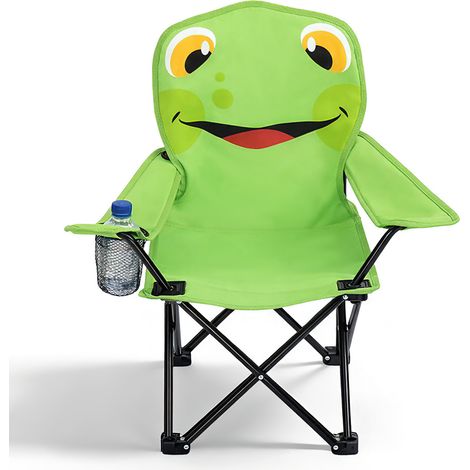 Sunula Klappstuhl mit Tragetasche Armlehnen 90kg max. Klappbar Campingstuhl Kinder Gartenstuhl Kinderstuhl Anglerstuhl, Frosch (1/5)