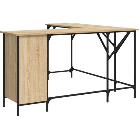 Scrivania tavolo postazione di lavoro mobile per computer studio rovere Sonoma 141 x 141 x 75 cm legno ingegnerizzato marrone 020023657