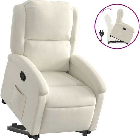 Fauteuil lounge en velours beige (1/5)