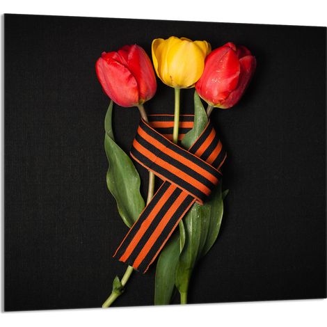 GLASPLATTE FÜR KÜCHE 65x60 Rosen