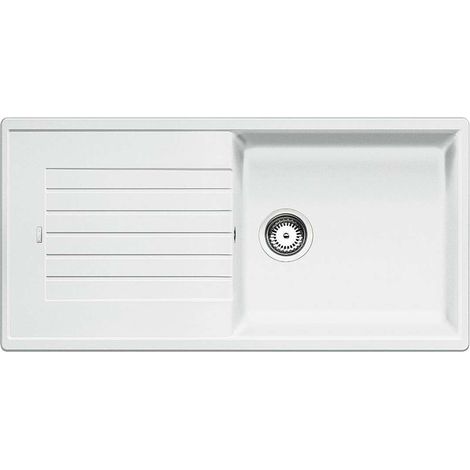 Blanco – Évier en composite de granit 517571 – Simple bac XL avec égouttoir – SILGRANIT PuraDur II – Couleur blanc – Dimensions 1000 x 500 mm (1/4)