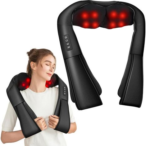 Masajeador de espalda y cuello, masajeador térmico 3D para el cuello, masajeador de espalda para aliviar el dolor muscular. (1/5)