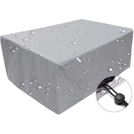 Housse pour mobilier de jardin, imperméable, coupe-vent et résistante aux UV, fabriquée en tissu Oxford 210D, rectangulaire, argentée, 160 x 160 x 80 cm. (1/5)