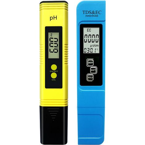 Mètre Test Eau TDS PH EC Température - 4 En 1 - Écran LCD Numérique - Pour Piscine Aquarium Osmose Inverse - 2 Pièces (1/5)