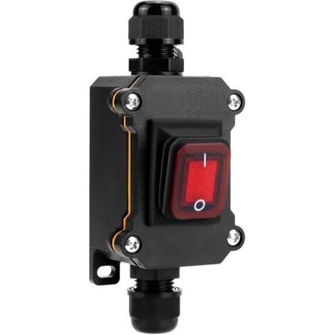 Interrupteur à cordon en ligne étanche IP65 avec voyant rouge, 12-24 V 30 A, interrupteur à bascule DPST, commande marche/arrêt double position (1/5)
