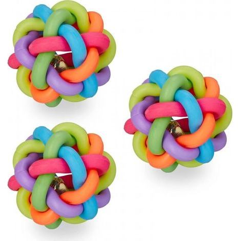 Un ensemble de 3 jouets pour chats et chiens. chaque balle contient une clochette. mesure 6 cm de diamètre et est disponible en plusieurs couleurs. (1/5)