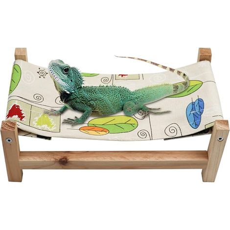 Hanging Hammock for Reptiles, Wooden Bed for Lizards, Summer Bed for Bearded Dragon, Leopard Gecko and Other Reptiles (1/5)