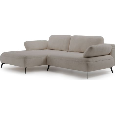 Selsey Avolla – Ecksofa mit Schlaffunktion, Bettkasten und hydrophober Chenille, linksseitig, Beige