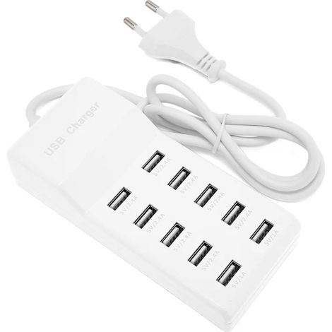 Intelligentes Wandladegerät mit 10 USB-Anschlüssen, geeignet für verschiedene Geräte, europäischer Standardstecker 100-240 V [pl] (1/5)