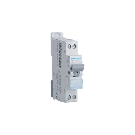 Disjoncteur 1P+N 4.5-6kA courbe B 25A 1 module HAGER MHT725 (1/2)
