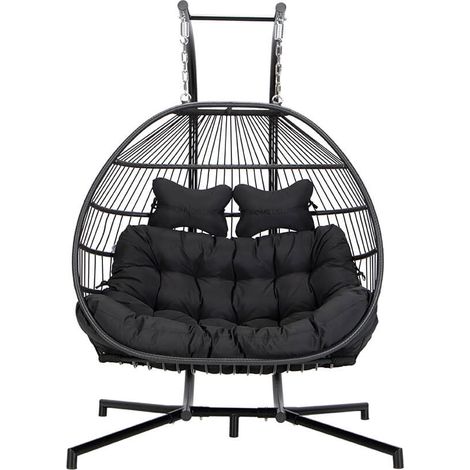 HOME DELUXE Hängesessel LOMA – Faltbar, 2 Sitzer in Schwarz Hängekorb, Hängestuhl, Gartenmöbel, Gartenschaukel  faltbarer Hängesessel, hängesessel für den Garten, hängesessel LOMA