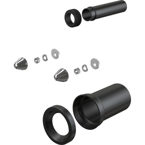 Kit di raccordo per WC sospeso, DN 110, lunghezza 200 mm, PE, cromato (1/2)