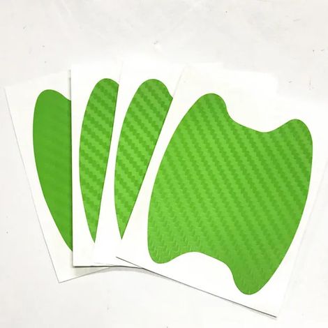 (Vert 4 pièces) Lot de 4 autocollants de portières de voiture en fibre de carbone résistante aux rayures, film de protection pour poignées de voiture, accessoires de style extérieur (1/4)
