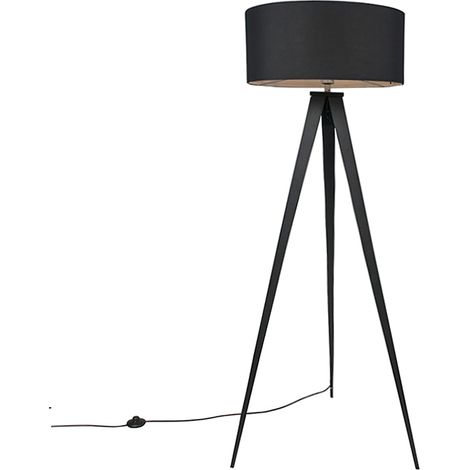 Smart Floor Lamp Black with Black Lampshade Incl. Wifi A60 - Ilse