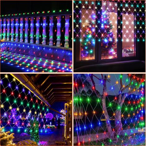Wolketon LED Guirlande lumineuses LED lumière net éclairage décoration rideau IP44 fête de Noël extérieur intérieur RGB 2x2M