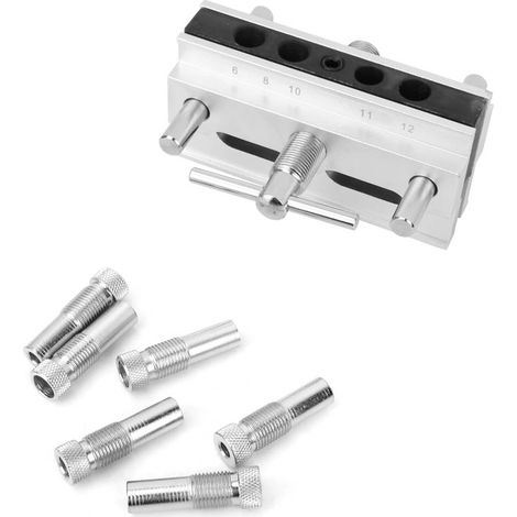 Jig de perçage auto-centrant pour chevilles bois, gabarit de perçage précis pour assemblage menuiserie. (1/5)