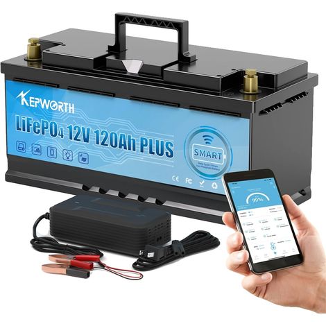 Batterie Lithium LiFePO4, 12V 100Ah, Bluetooth intégré, Longue durée de vie des cycles, 12V 120Ah Bluetooth (1/2)