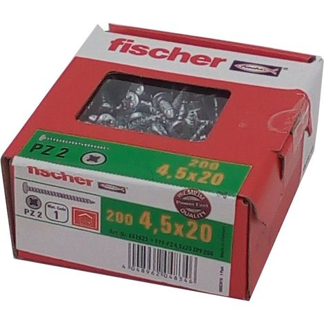 200x fischer Spanplattenschrauben 4,5 x 20 PZ2 Kreuzschlitz verzinkt Vollgewinde (1/2)