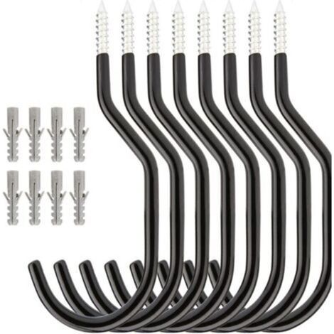 Set of 8 Steel Bicycle Ceiling Hooks Wall Mount Storage Hooks for Garage Garden Shed Black (1/5)