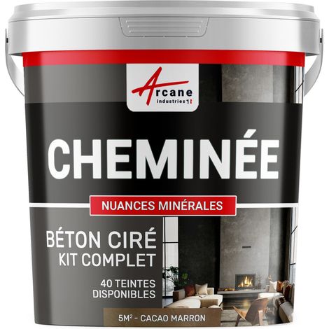 Béton ciré cheminée, kit avec primaire et vernis - 5 m² (en 2 couches) Cacao Marron - ARCANE INDUSTRIES