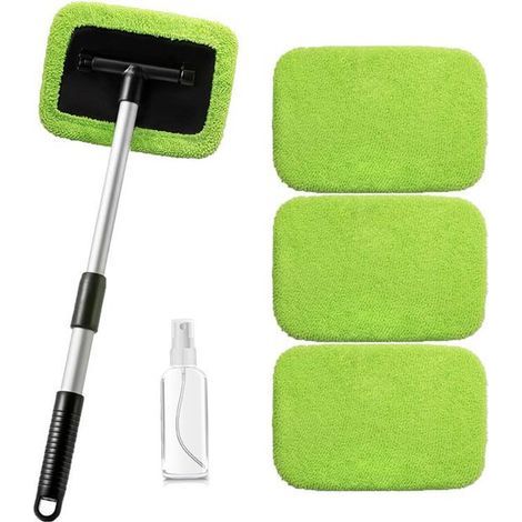 Ensemble de 5 brosses de lavage auto : brosse télescopique. 4 chiffons de nettoyage. 1 flacon pulvérisateur. brosses d'essuie-glace. nettoyage. dépoussiérage. brumisation. Pour voiture. intérieur et e