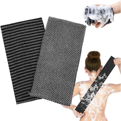 Set di 3 asciugamani esfolianti da bagno: asciugamano esfoliante per la schiena per donne e uomini, asciugamano esfoliante per la pulizia e il massaggio del corpo, asciugamano extra lungo 100 x (1/5)