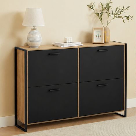 CASABEL Meuble à Chaussures 24 paires, Console Compacte, Noir et (1/5)