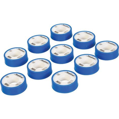 Silverline – Lot de 10 rubans d'étanchéité PTFE 12 mm x 12 m – Résiste à haute pression – Pour plomberie – 250475 (1/5)