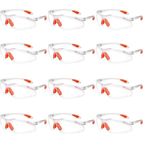 CSPARKV 12 pcs Safety Glasses Over-the-Glasses Clear Protective Goggles with Plastic Lenses Nose Bridge and Rubber Temple Tips for Personal Protective Equipment PC Glasses (1/5)