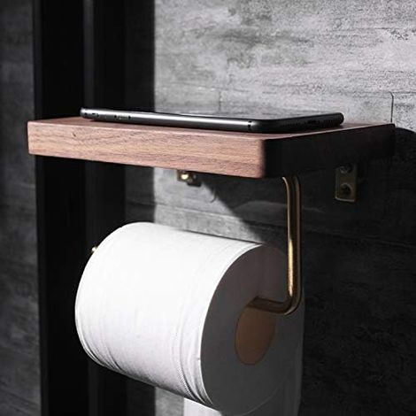 Toilettenpapierrollenhalter aus Massivholz und Messing für