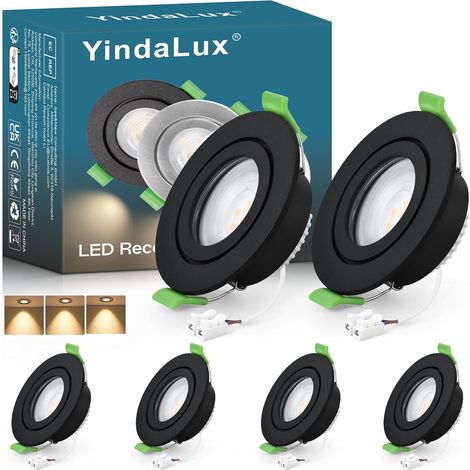 Spot led encastrable GU10 cadre IP65 incl.5W Module LED 4000K, Spot encastrable 230V Blanc mat Spots de plafond Rond plat Spot 68mm Trou pour extérieur-intérie, Lot de 6, Non dimmable (1/5)