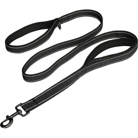 Grande laisse pour chien, 1,5 m Double poignées Laisse pour chien en nylon robuste et robuste avec 2 poignées rembourrées (1/5)