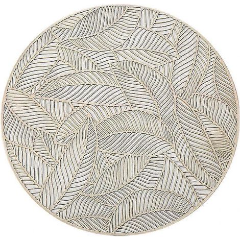 Ensemble de 6 sets de table ronds avec des feuilles découpées, en vinyle pressé, finition dorée.