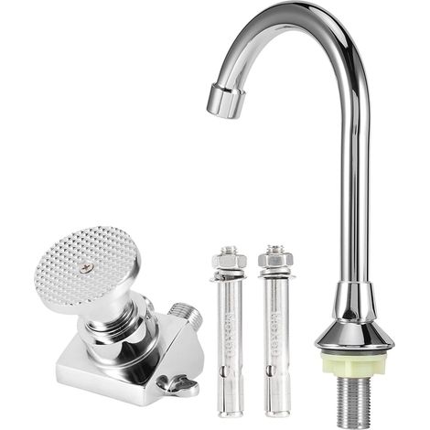 Robinet de lavabo à pédale monté au sol en cuivre, filetage G1/2 pouces, ensemble de robinets d'évier pour laboratoire hospitalier (1/5)
