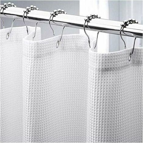 Cortina de ducha INHHUB con diseño de gofres de 180 x 210 cm de largo, resistente, de tela con tejido de gofre, ideal para baño de calidad hotelera - INHHUB (1/5)