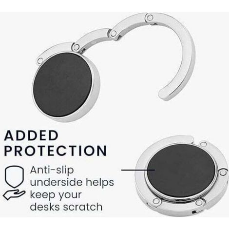 4pcs crochets à sac – en aluminium pliable avec aimant – antidérapant – pour bureau, table ou salle de bain – argenté (1/4)