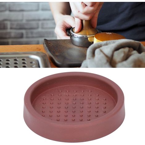 Tapis de tassage en silicone à un seul trou, petit format rond en forme de H, antidérapant, couleur café. (1/5)