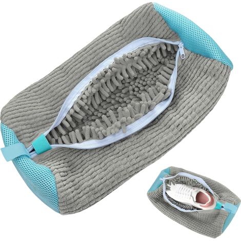 Schuhwaschbeutel, Wäschenetz mit Reißverschluss, großes Fassungsvermögen für Sportschuhe, Turnschuhe, Hausschuhe, wiederverwendbarer Waschbeutel für die Waschmaschine (grau)
