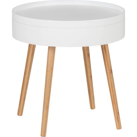 table basse FINJA, bambou, ronde, blanche, Wenko (1/10)