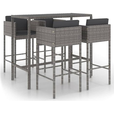 Maison Exclusive - 5-tlg. Gartenbar-Set mit Kissen Poly Rattan Gr