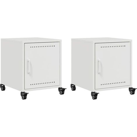 Maison Exclusive - Nachttische 2 Stk. Weiß 36x39x43,5 cm Stahl
