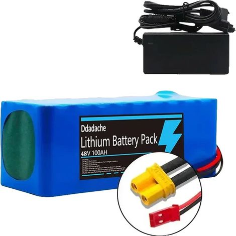 Batería de iones de litio, capacidad de 100 Ah, BMS integrado, cargador XT30-JST (1/2)