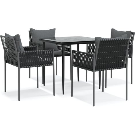 Maison Exclusive - 5-tlg. Garten-Essgruppe mit Kissen Poly Rattan