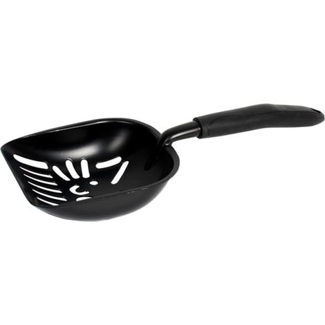 Pelle métal noire + filtre cuillère, nettoyage bacs animaux (1/4)